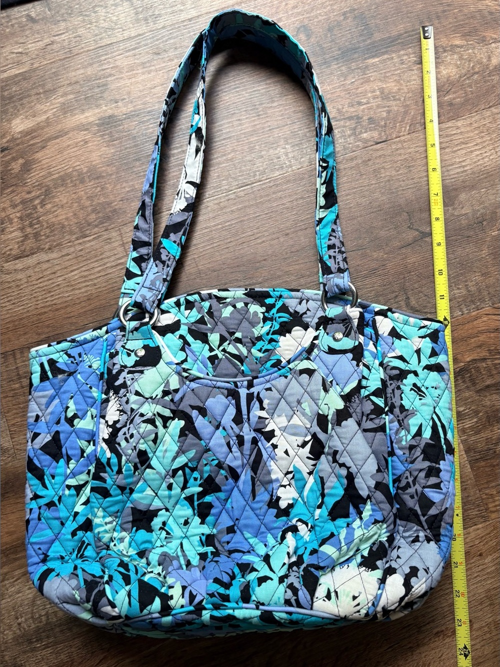 Vera Bradley Glenna Quilted Floral Tote Bag in Teal & Blue NWOT